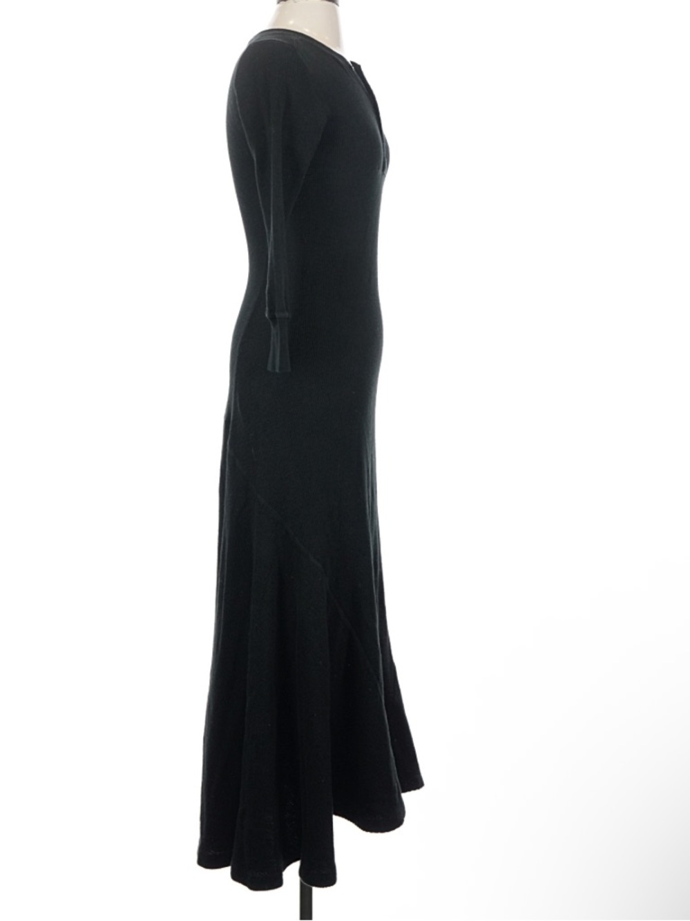 Polo Ralph Lauren Black Thermal Knit Long Sleeve Henley Maxi Dress Size Small - Picture 4 of 8